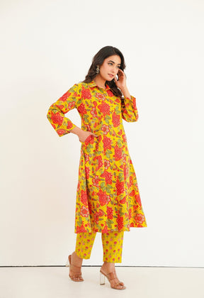 Yellow Floral Printed Co - Ord Set - Tara - C - Tara
