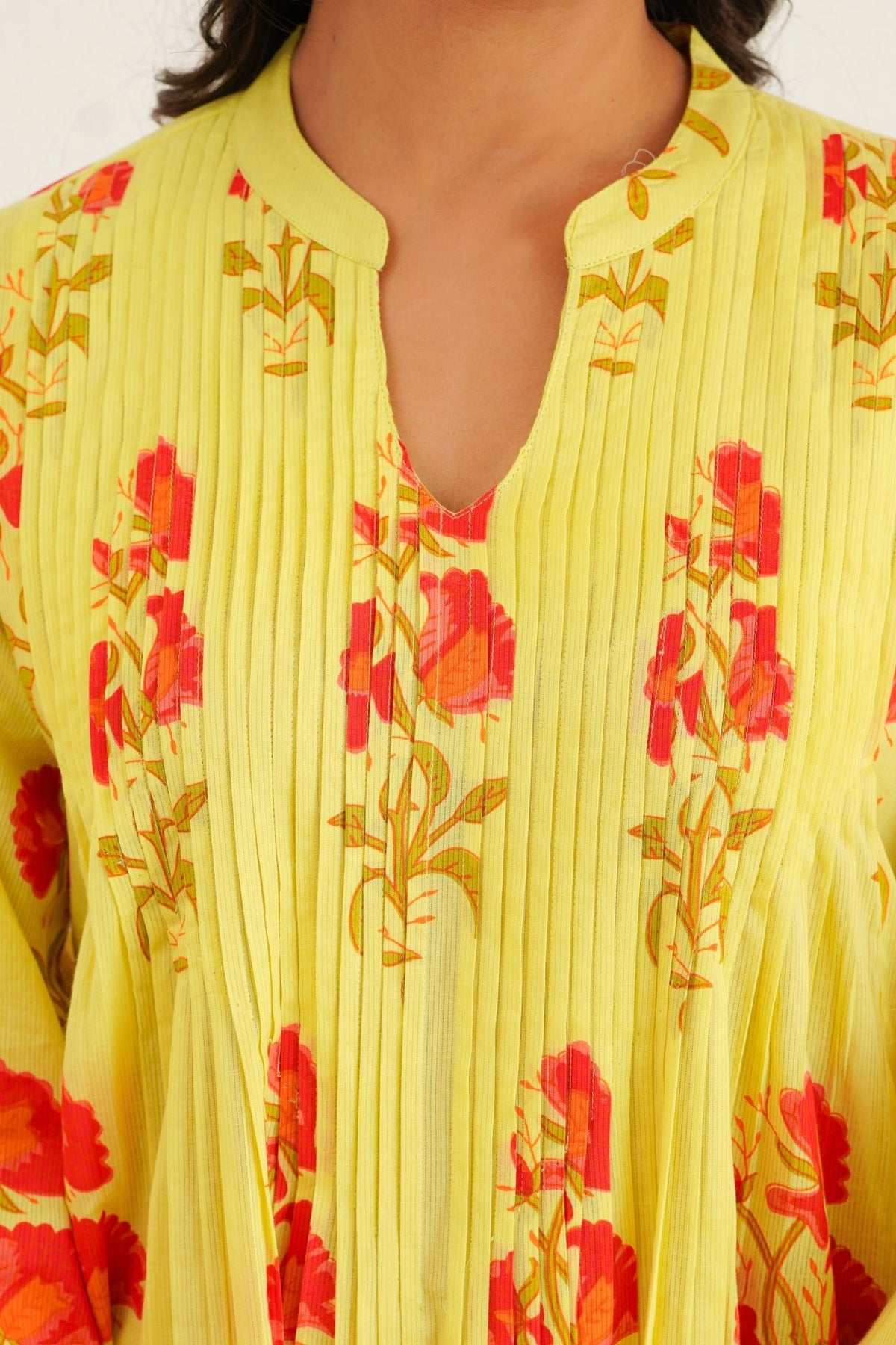 Yellow floral Printed Kurta with Bottom - Tara - C - Tara