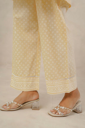 Yellow Ochre White Khari hand Block Printed Coordset - Tara - C - Tara