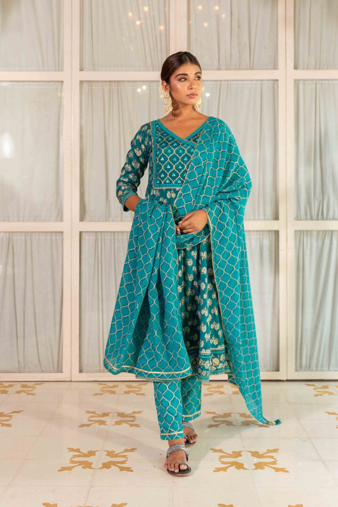 Zarah Blue Lotus Suit set - Tara-C-Tara