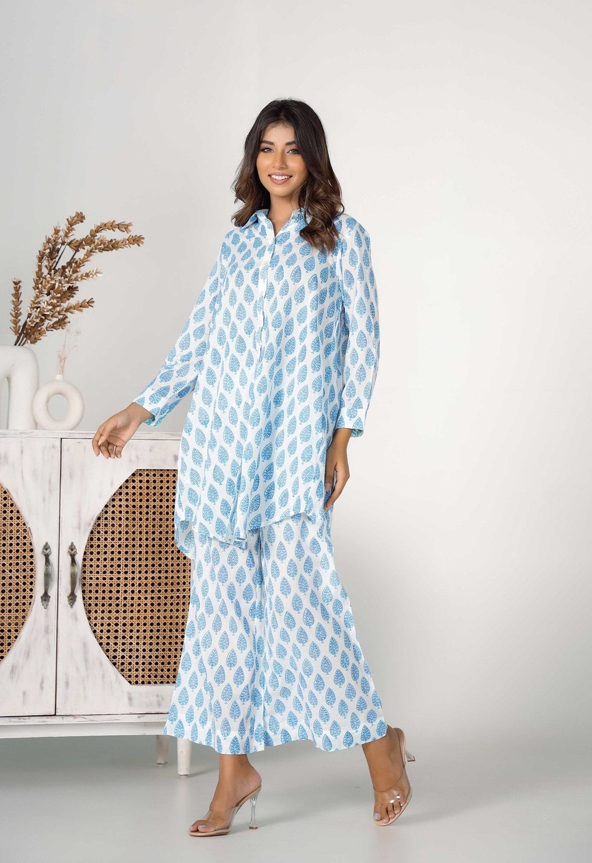 Blue Booti hand Block printed Co-ord Set (2pc) - Tara-C-Tara