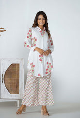 White Red Rose Floral Co-ord Set (2PC) - Tara-C-Tara